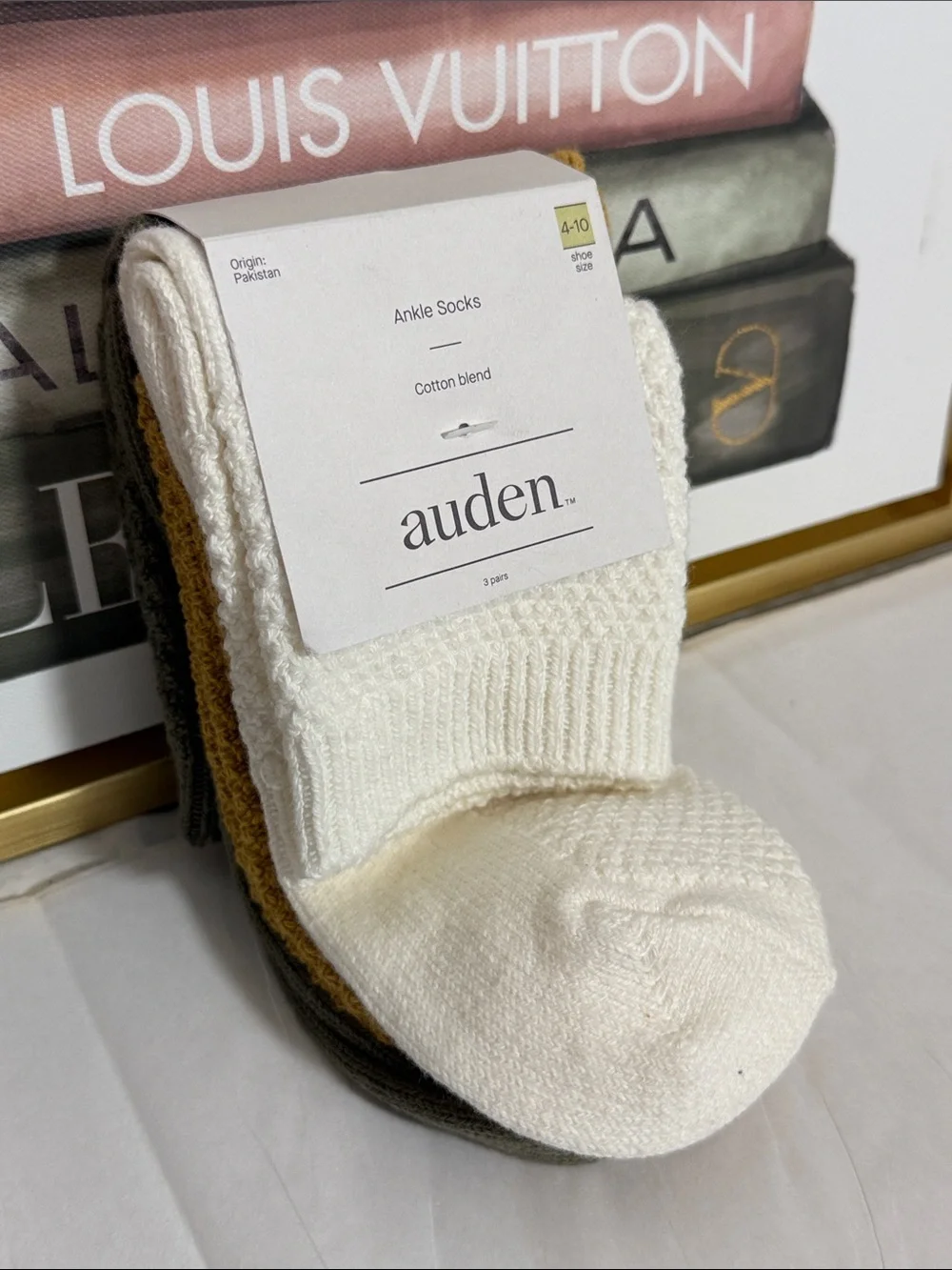 Auden Ankle Socks - Cream, Olive, Tan (3-Pack)